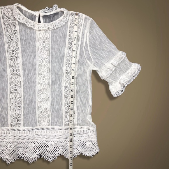 Anthropologie-Mattie Lace Embroidered Ruffled Top - Picture 6 of 15